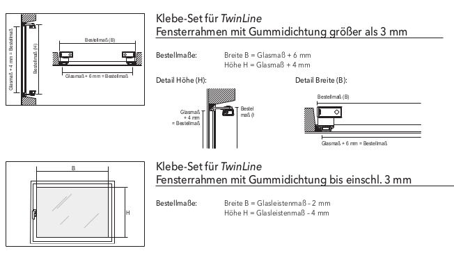 TwinLine Aufmaß KlebeSet