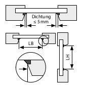 Plissee Aufmass BB24 mt Klebeleiste, wenn Dichtung weniger oder gleich 5mm.